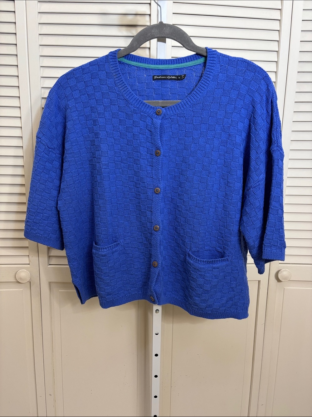 Gudrun Sjoden Royal Blue Textured Button-Front Cardigan XL